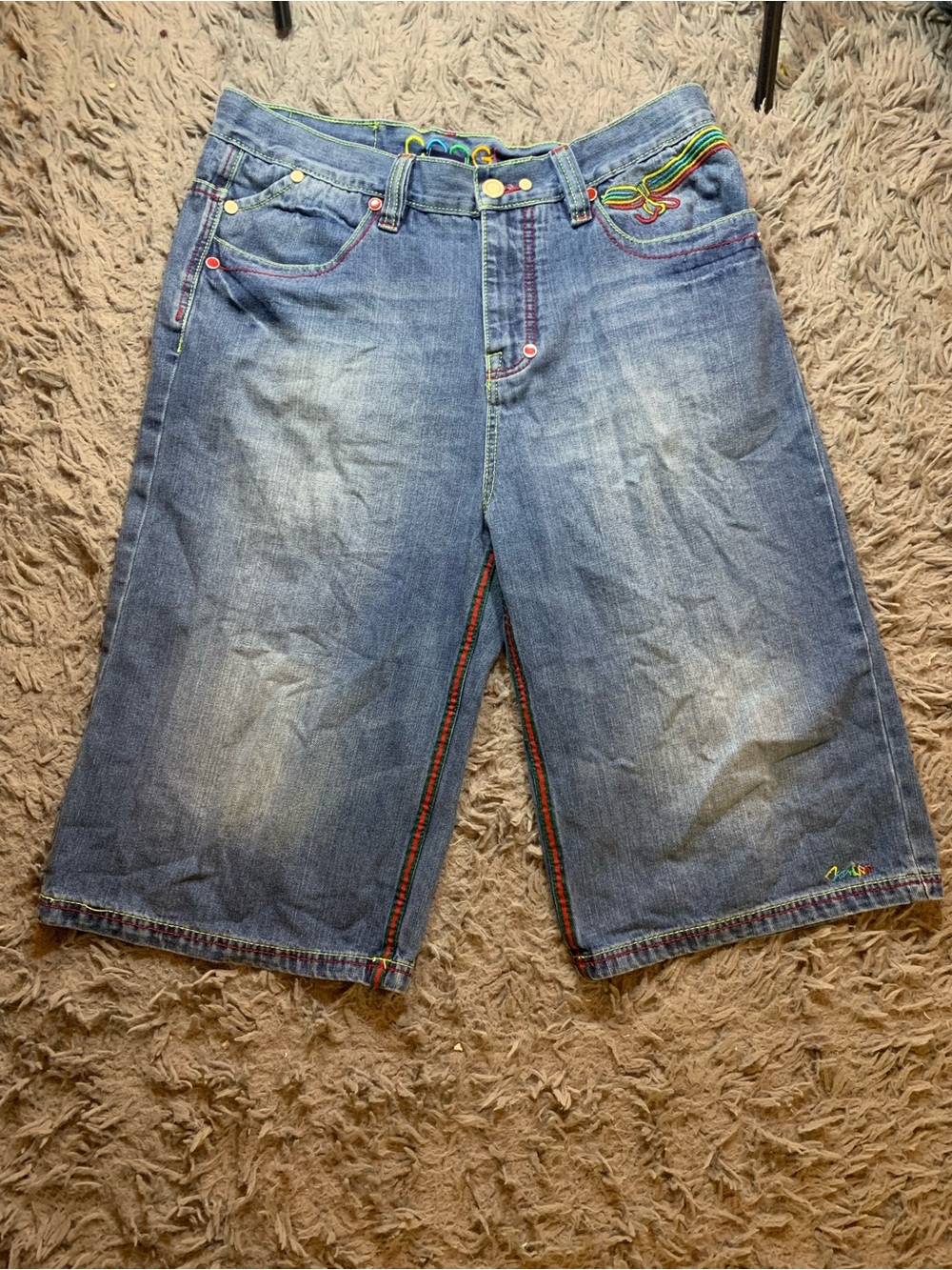 Vintage Y2K embroidered faded Coogi Jorts sz 36x34